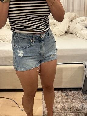 H&M Light Blue Distressed Denim Shorts